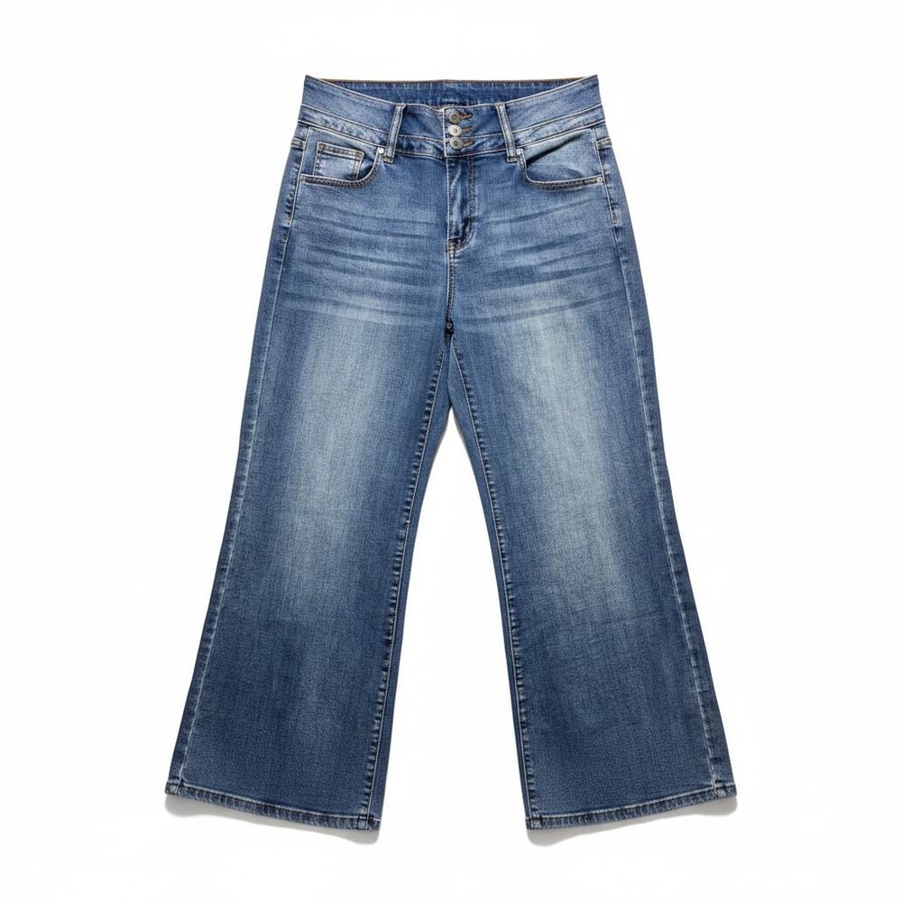 Roswear Womens L Blue Wide Leg Jeans High Rise Denim Boho Casual Vintage